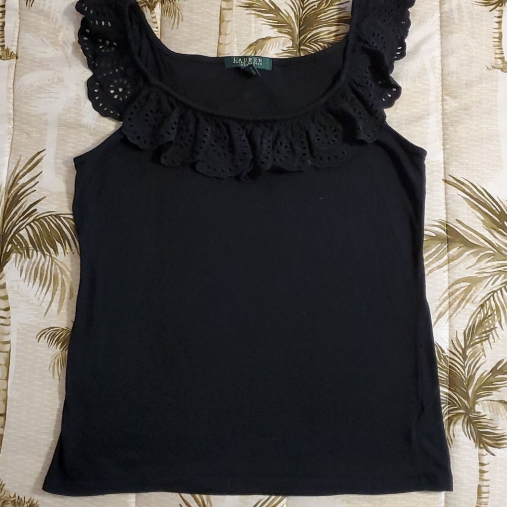 Lauren Petite Black top Size PM